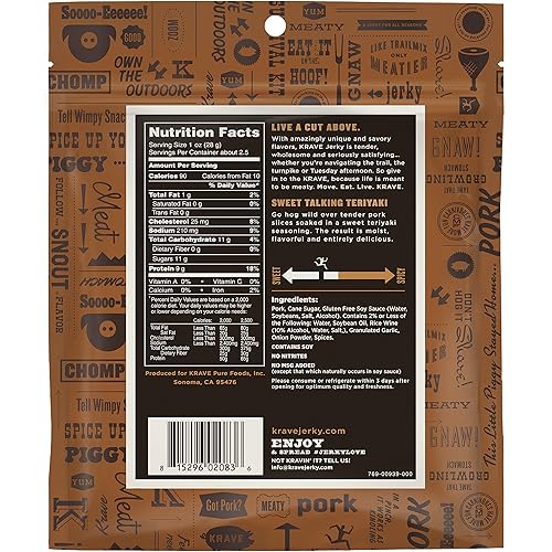 Miniatura 2 de Krave Jerky Cerdo, Teriyaki dulce a la parrilla, 2.7 onzas (170487) (paquete de 3)