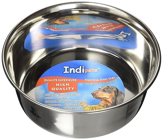 Indipets Stainless Steel Extra Heavy Duty Pet Bowl, 1-Quart