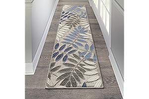 Nourison Aloha Indoor/Outdoor Waterproof Grey/Blue 2 x 8 ft Runner Rug