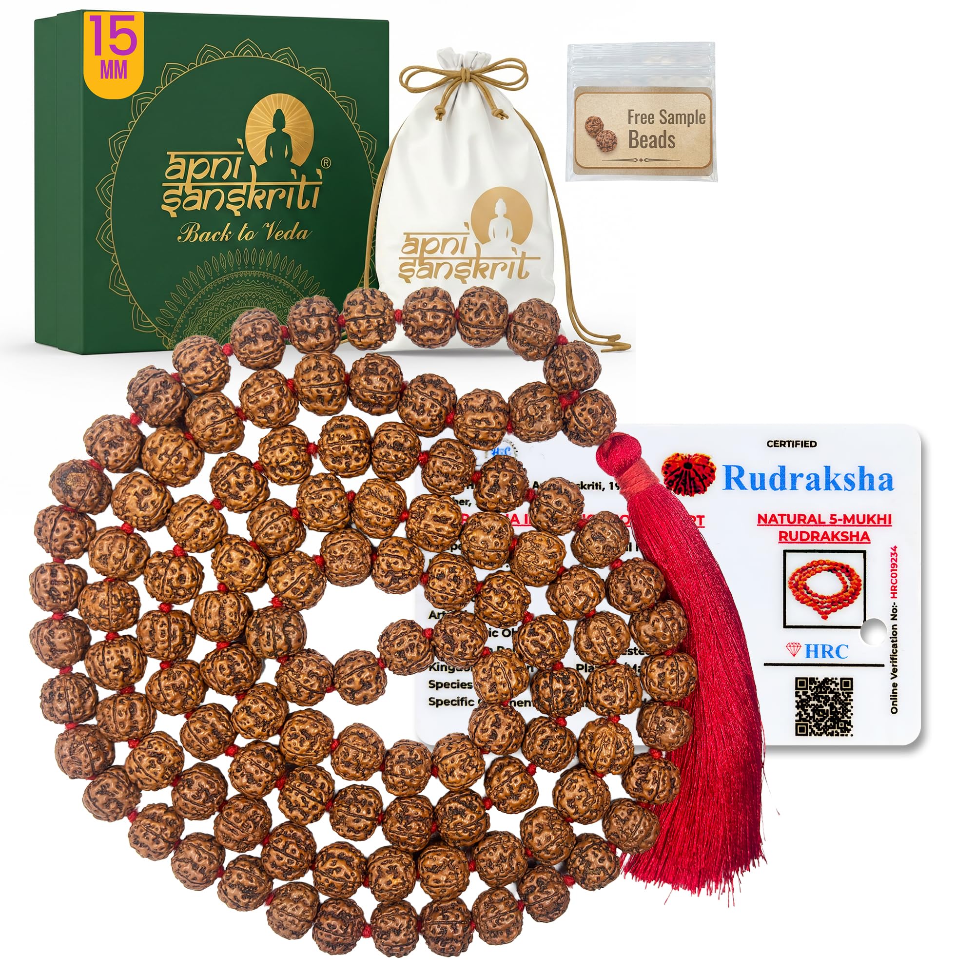 5 Mukhi Rudraksha Mala - Natural & Lab Certified -8