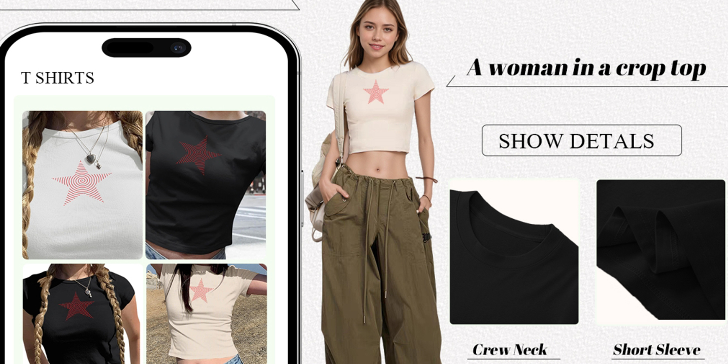 Cayxatiu Star Graphic Baby Tees Crop Tops for Women Y2k Grunge Aesthetic Shirt Sexy Cropped Tshirt Short Sleeve for Teens(Apricot,S) at Amazon Women's Clothing store