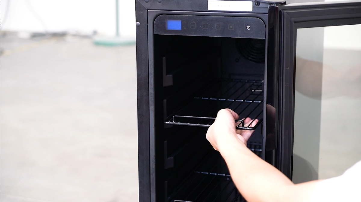 How to install beverage refrigerator cooler shelves?