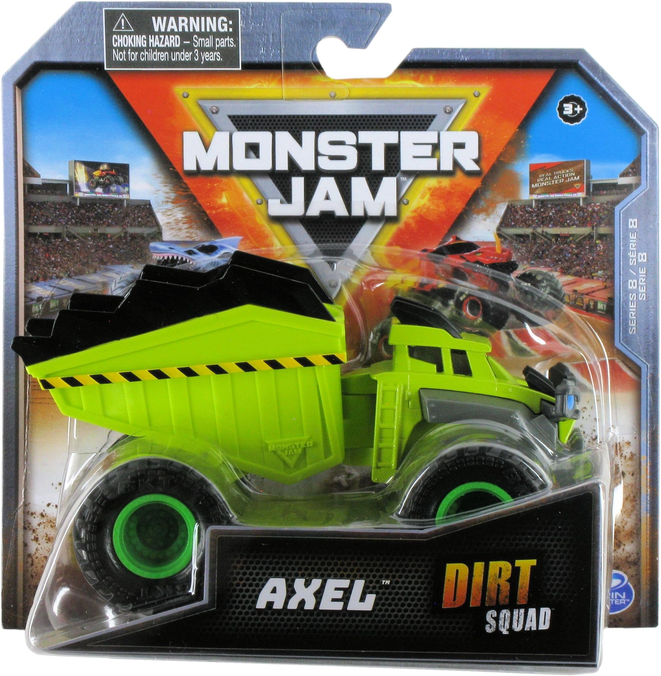 Monster Jam 2023 1:64 Diecast Dirt Squad Series 8 Axel The Dump Truck (Light Green)