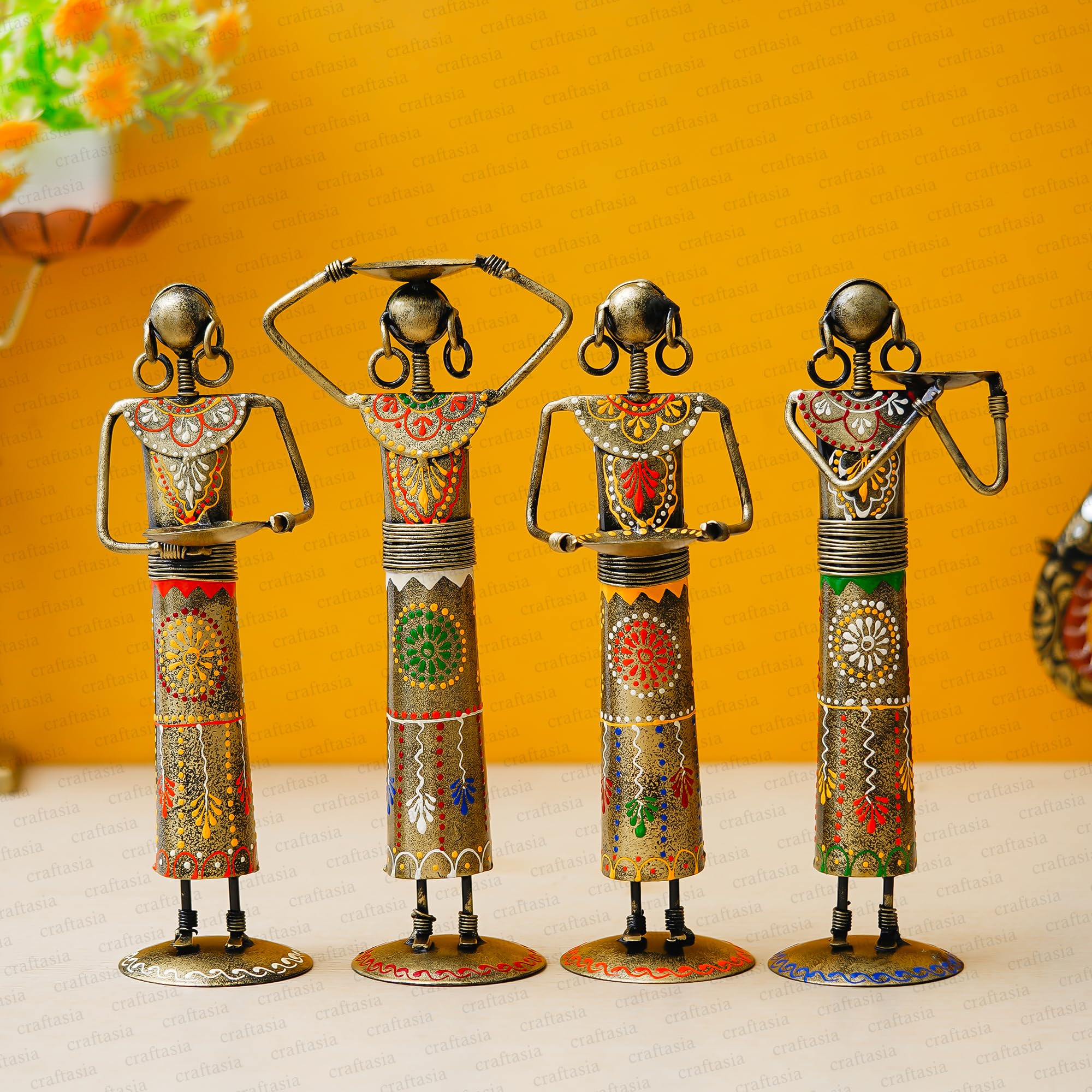 Hand-Painted Indian Musician Figurines - Set of 2 -7 Hand-Painted Indian Musician Figurines - Set of 2 -7