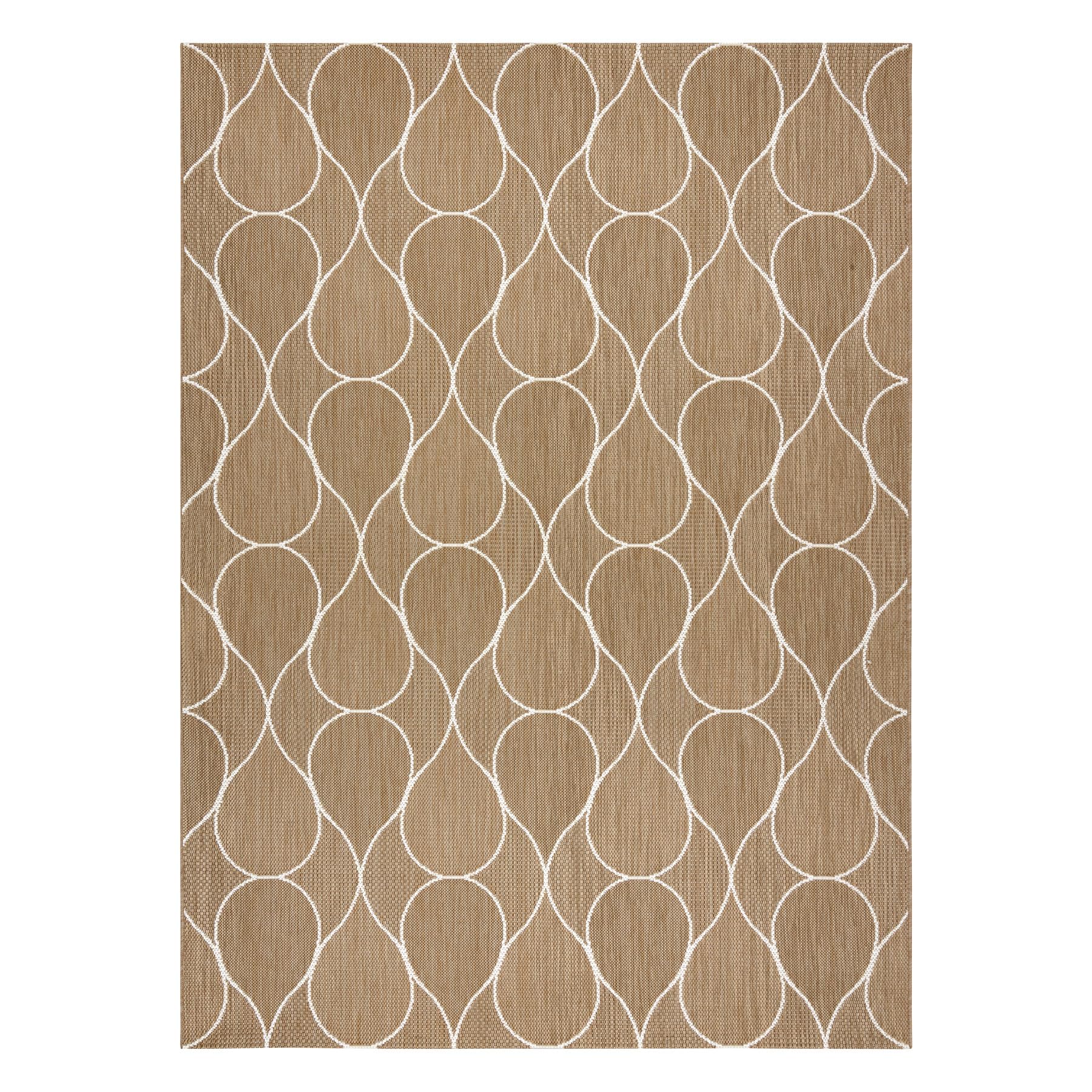 rugsx SISAL Flat dywan do użytku wewnątrz na zewnątrz, nowoczesny i wytrzymały, do salonu, na balkon, taras, wzór opadający – naturalny beż, kolor słomkowy, sznurek 160 x 230 cm