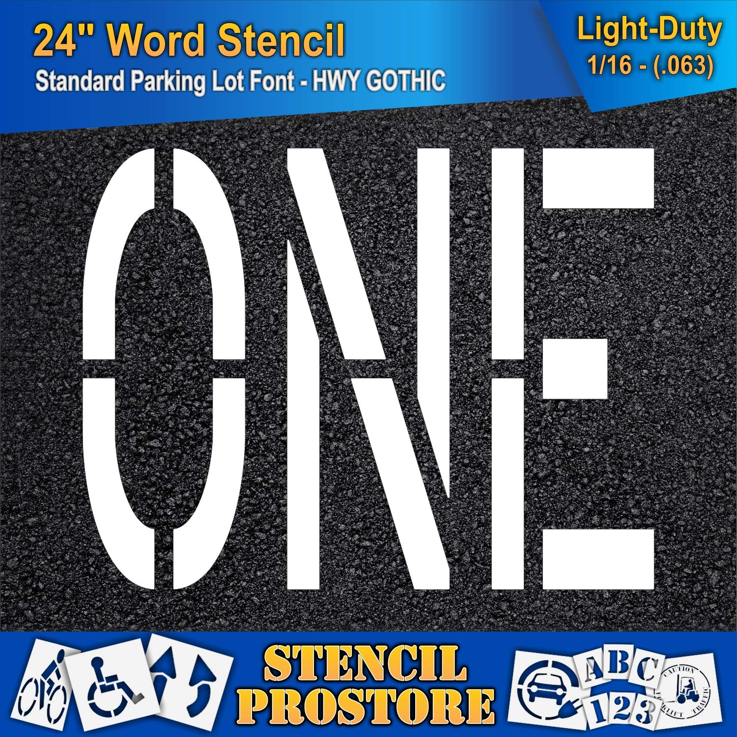 Pavement Marking Stencils - 24 inch ONE Stencil - 24" x 31" x 1/16'' (63 mil) - Light-Duty