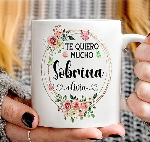Miniatura 5 de PREZZY Te Quiero Mucho Sobrina - Taza de café personalizada en español, Feliz Día de la Madre, regalos para mujeres, mamá, abuela, taza de café,