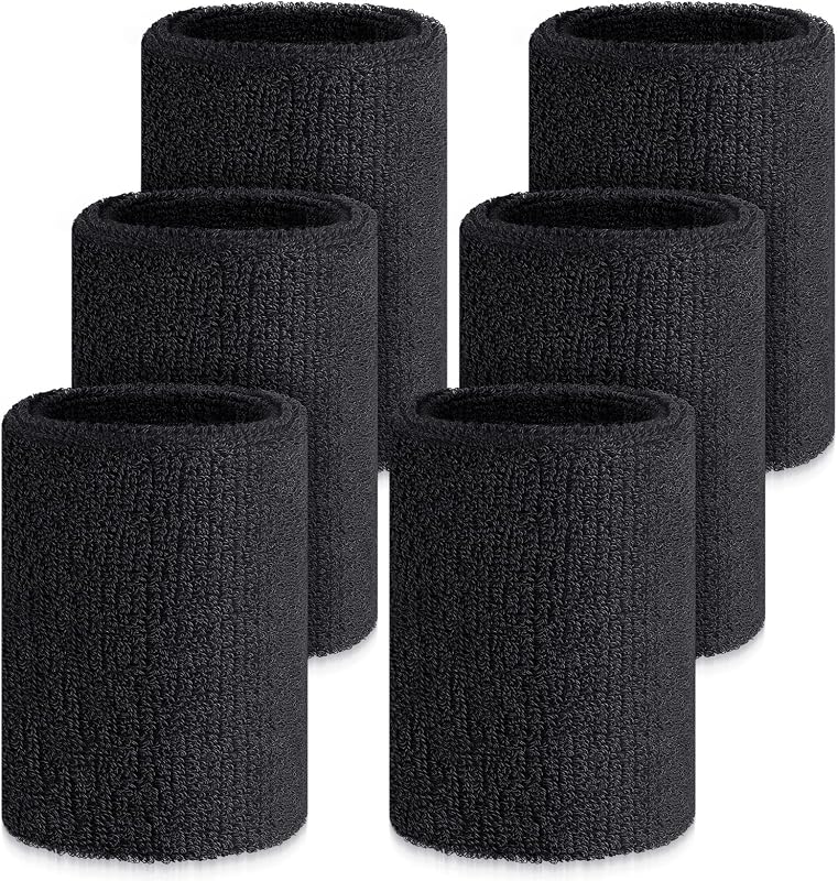 Wettarn 6 Pcs 4 Inch Wrist Sweatbands