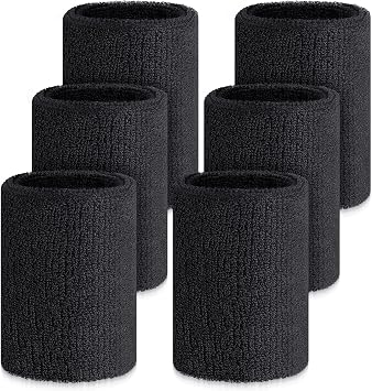 Wettarn 6 Pcs 4 Inch Wrist Sweatbands Tennis & Gymnastics Wristbands for Grips & Sport Cotton Elastic Thick Wrist Bands for Tennis & Football