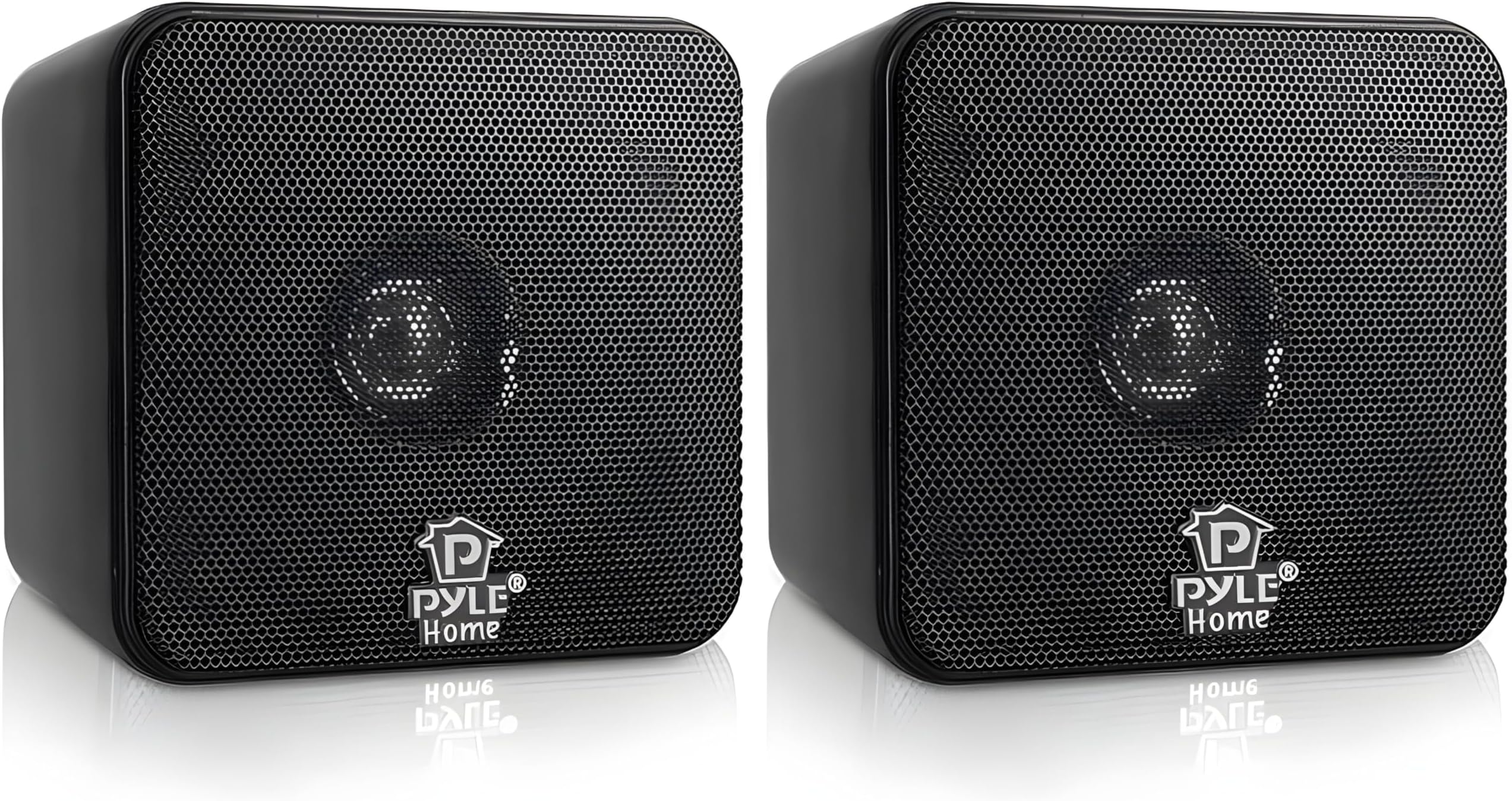 【Pyle Maximum 200W Mini Cube Full-Range Speaker (Pair) 4-Inch Bookshelf Speaker】Frequency Response: 80 Hz - 18 kHz Impedance: 8 Ohms Shielded Type Size: 4.8" x 4.8" x 5.2" Weight: 3.84 lbs Set of 2