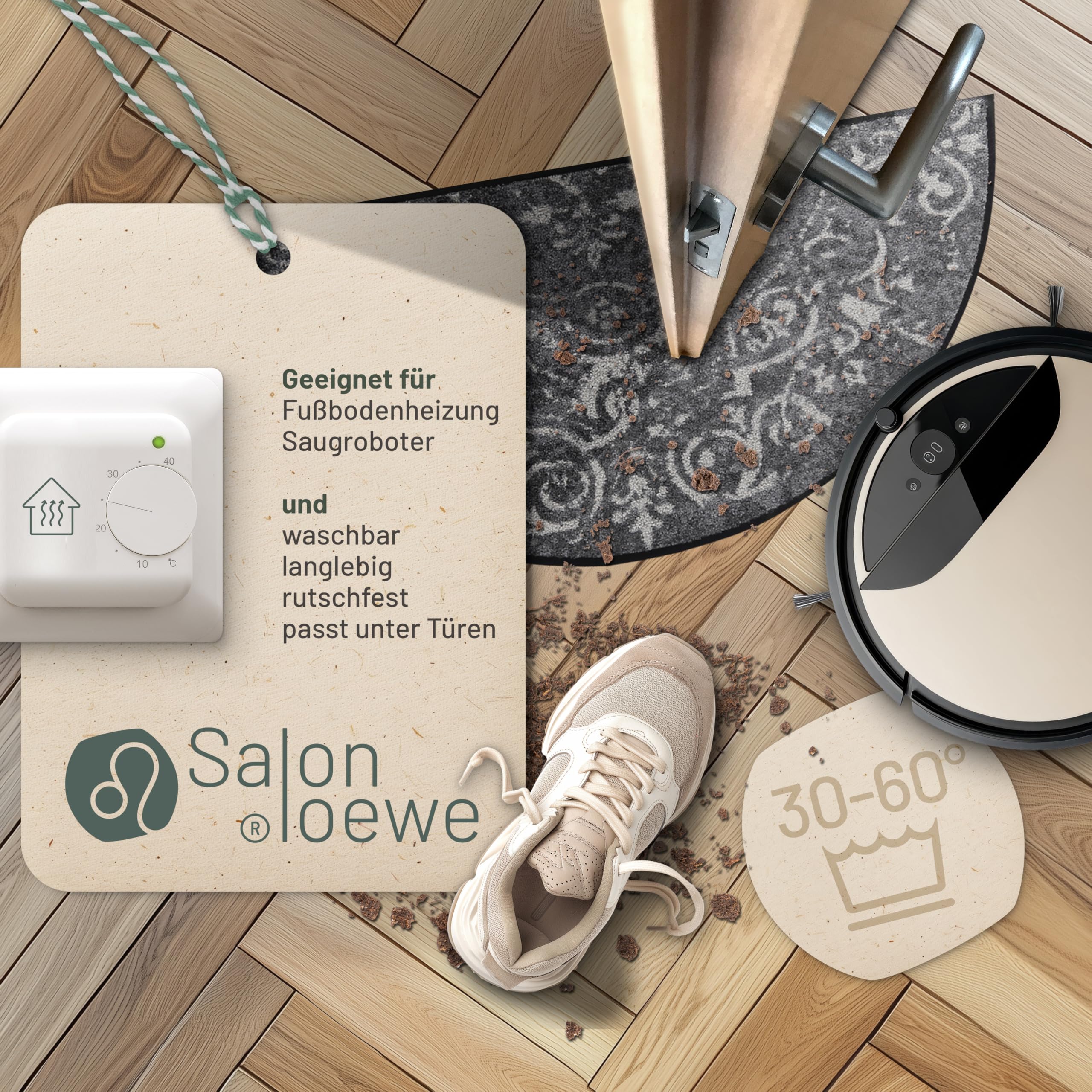 Salonloewe Teppich Amira Grey I Schmutzfangmatte & Fußabtreter für Innen 42 x 85 cm