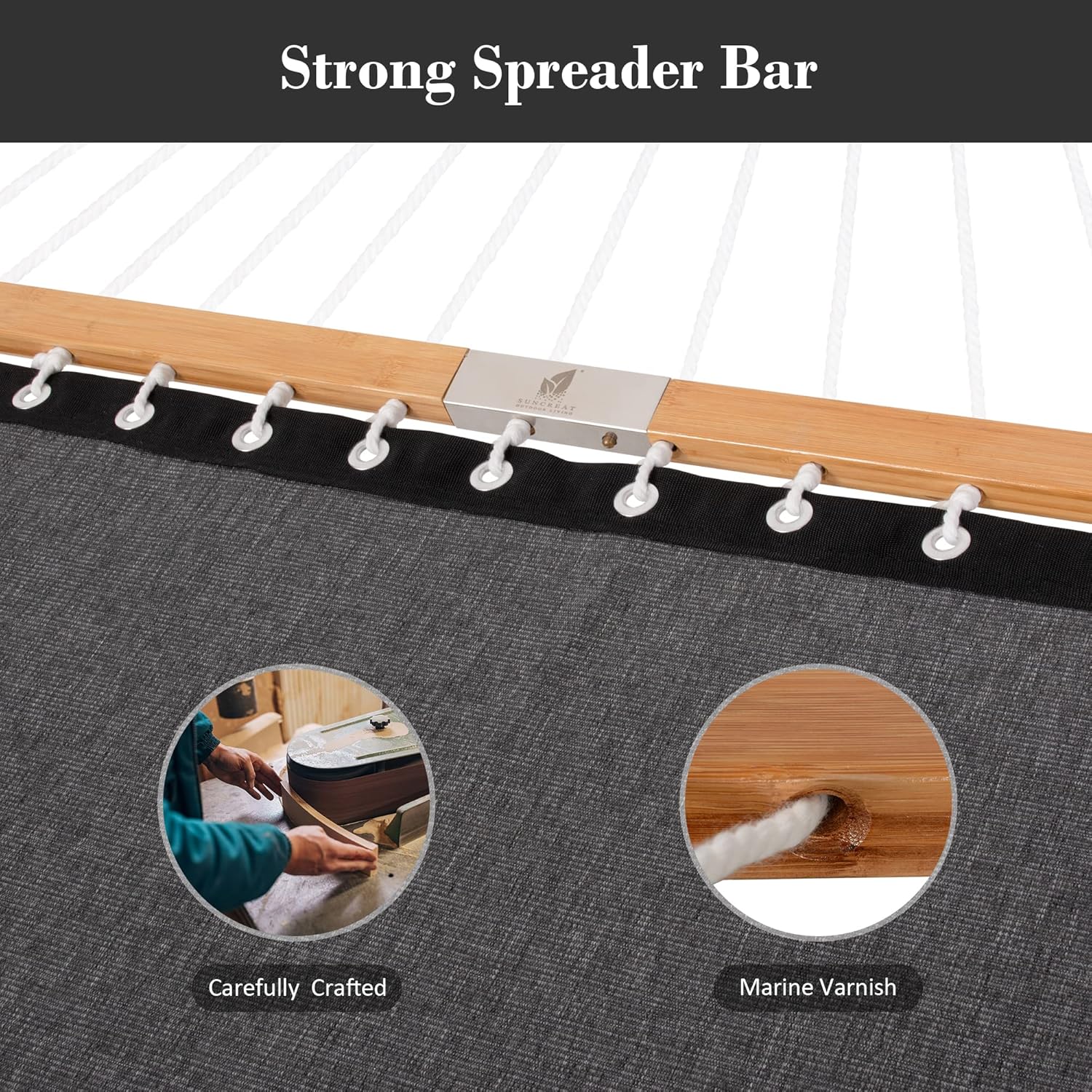 SUNCREAT Hammocks for Outside with Stand, Balance Ropes, Two Person Hammock for Poolside, Backyard, Garden, Patio, Dark Gray