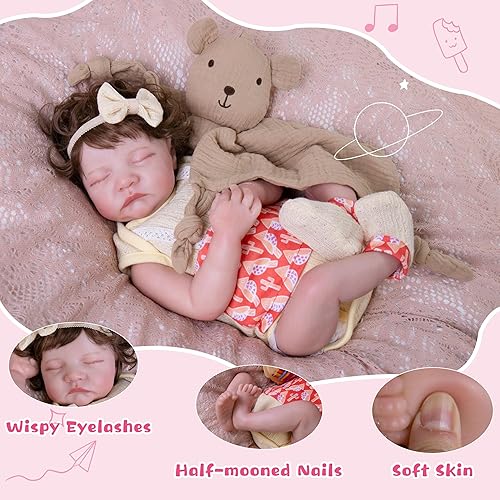 Miniatura 2 de Muñeca Reborn de 17 pulgadas, muñeca realista de bebé recién nacido, de cuerpo completo, de vinilo para dormir, muñecas de bebé de la vida real con