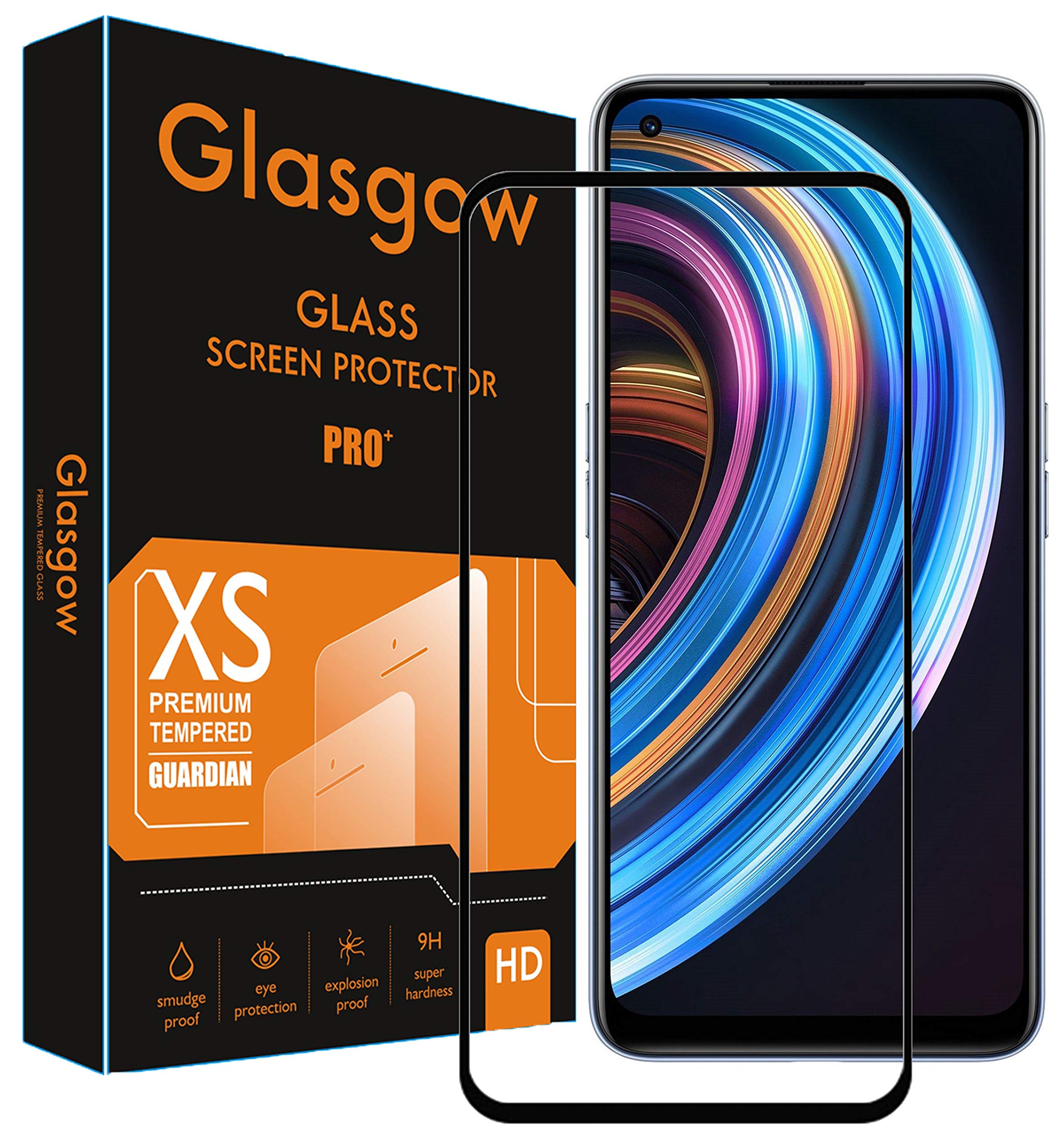Glasgow |For Realme X7 | Tempered Glass Screen Protector Guard | Full Glue Curved Tempered Glass | Bubble Free Installation | Gorilla - Black (B08W8GX42X) Amazon Price History, Amazon Price Tracker