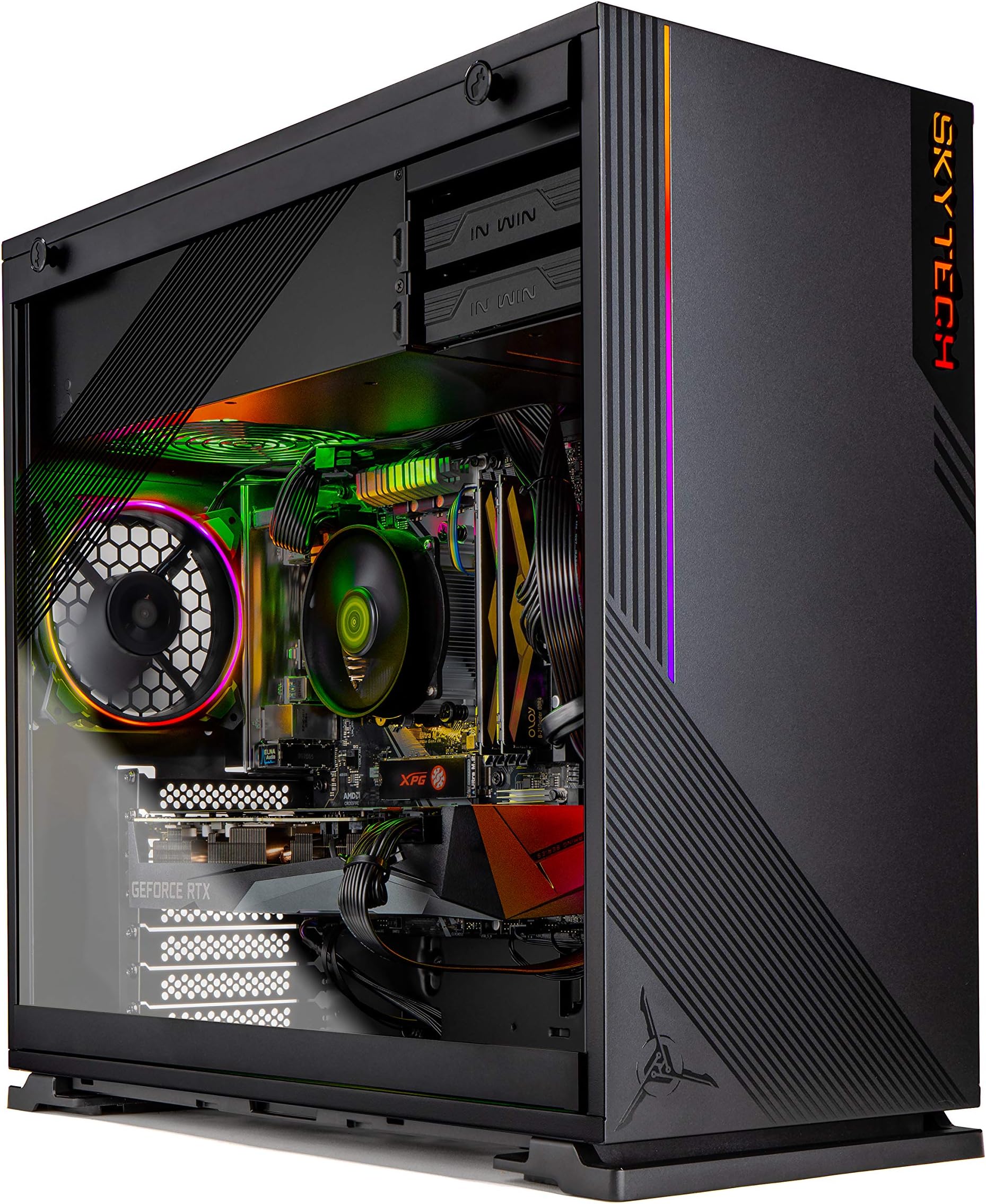 Skytech Azure Gaming PC Desktop - AMD Ryzen 5 3600 3.6GHz, RTX 3070 8GB, 16GB DDR4 3200, 1TB NVME, 650W Gold PSU, Windows 10 Home 64-bit, Black