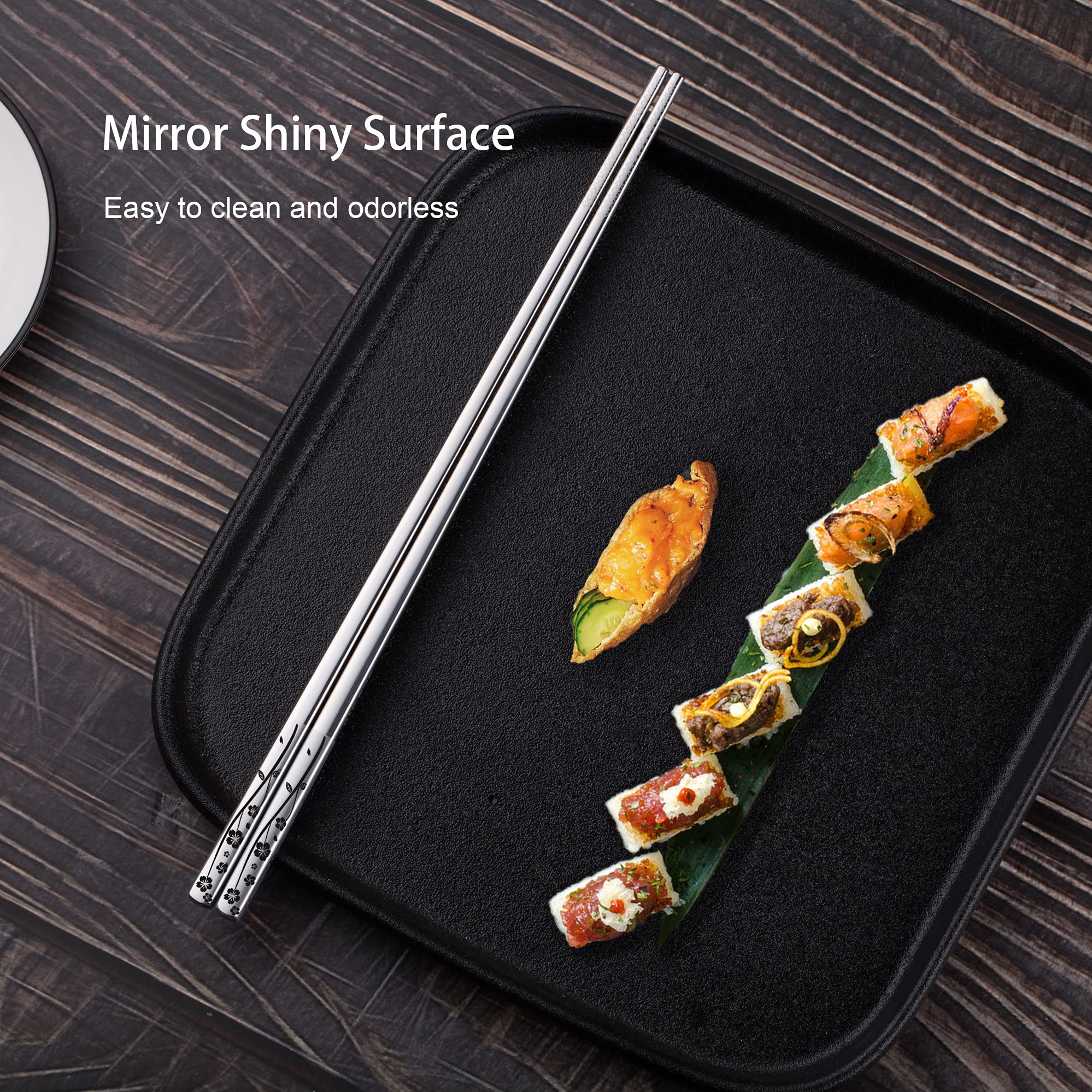 DOCAT Lot De 5 Paires De Baguettes Réutilisables En Acier