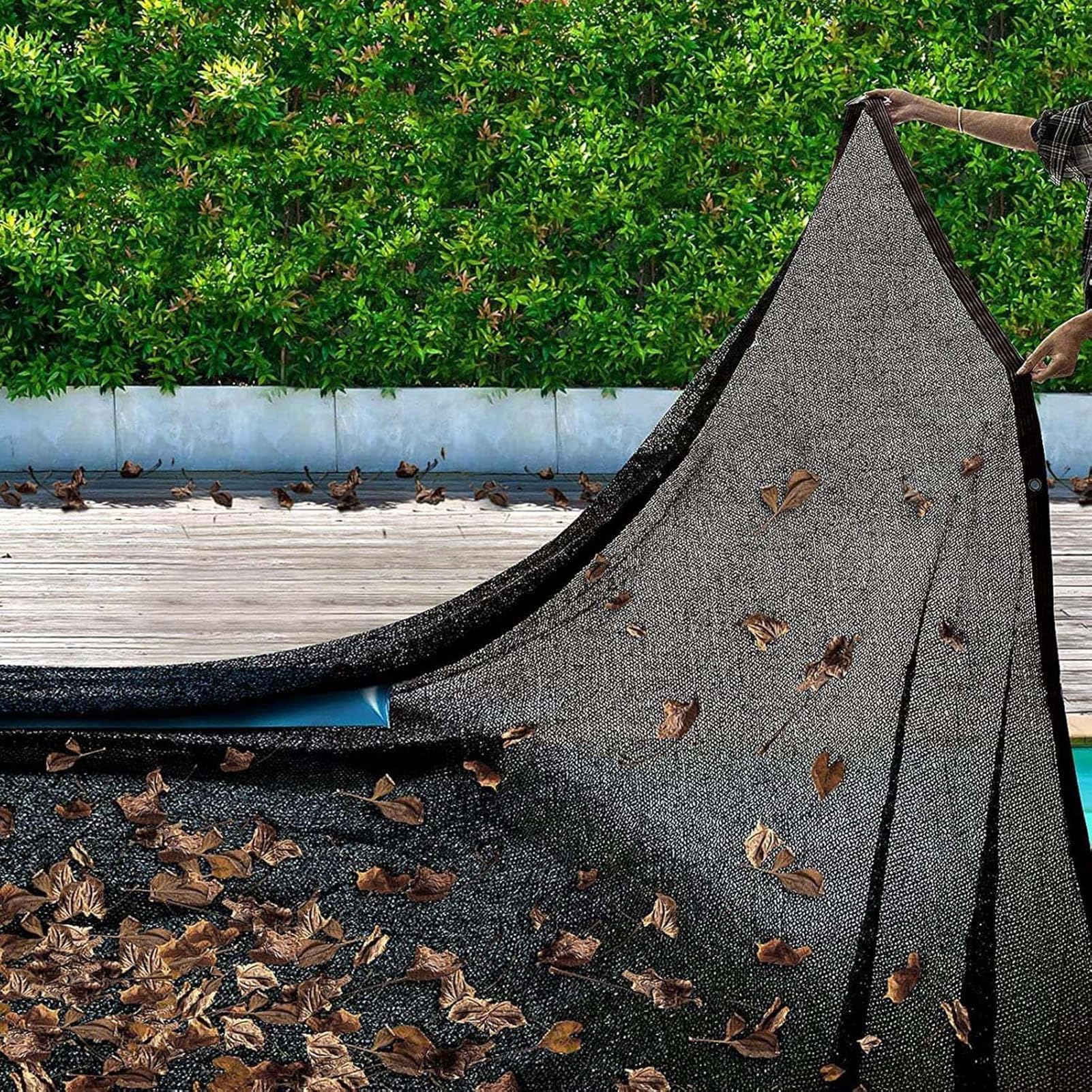 5x8m Couverture Filet De Feuille pour Piscine,Filet De Bassin À Mailles Fines,Bache Bassin Filet Piscine Anti Feuilles pour Extérieur-Piscines Hors-Sol Et Enterrées(4x8m(13x26ft))