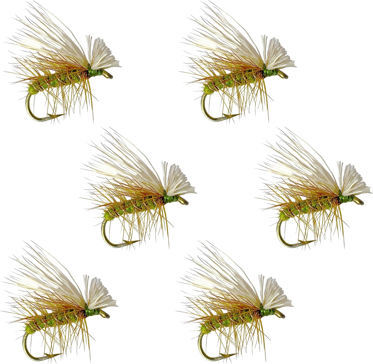 Amazon.com : Thor Outdoor Elk Hair Caddis 6 Pc Dry Fly Set - Olive ...