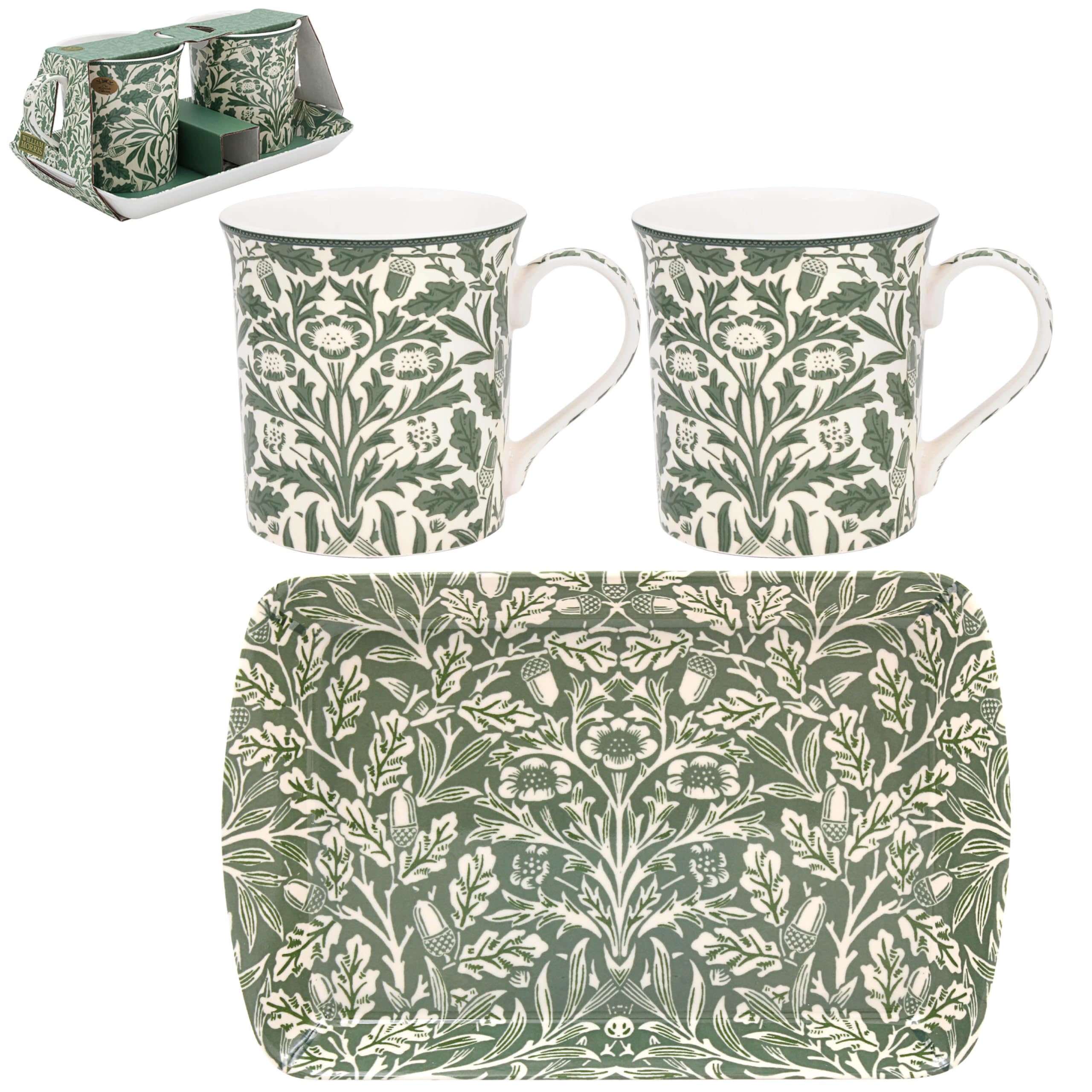 The Leonardo Collection Wm. Morris Acorn Mugs on Tray Set of 2 x 300ml