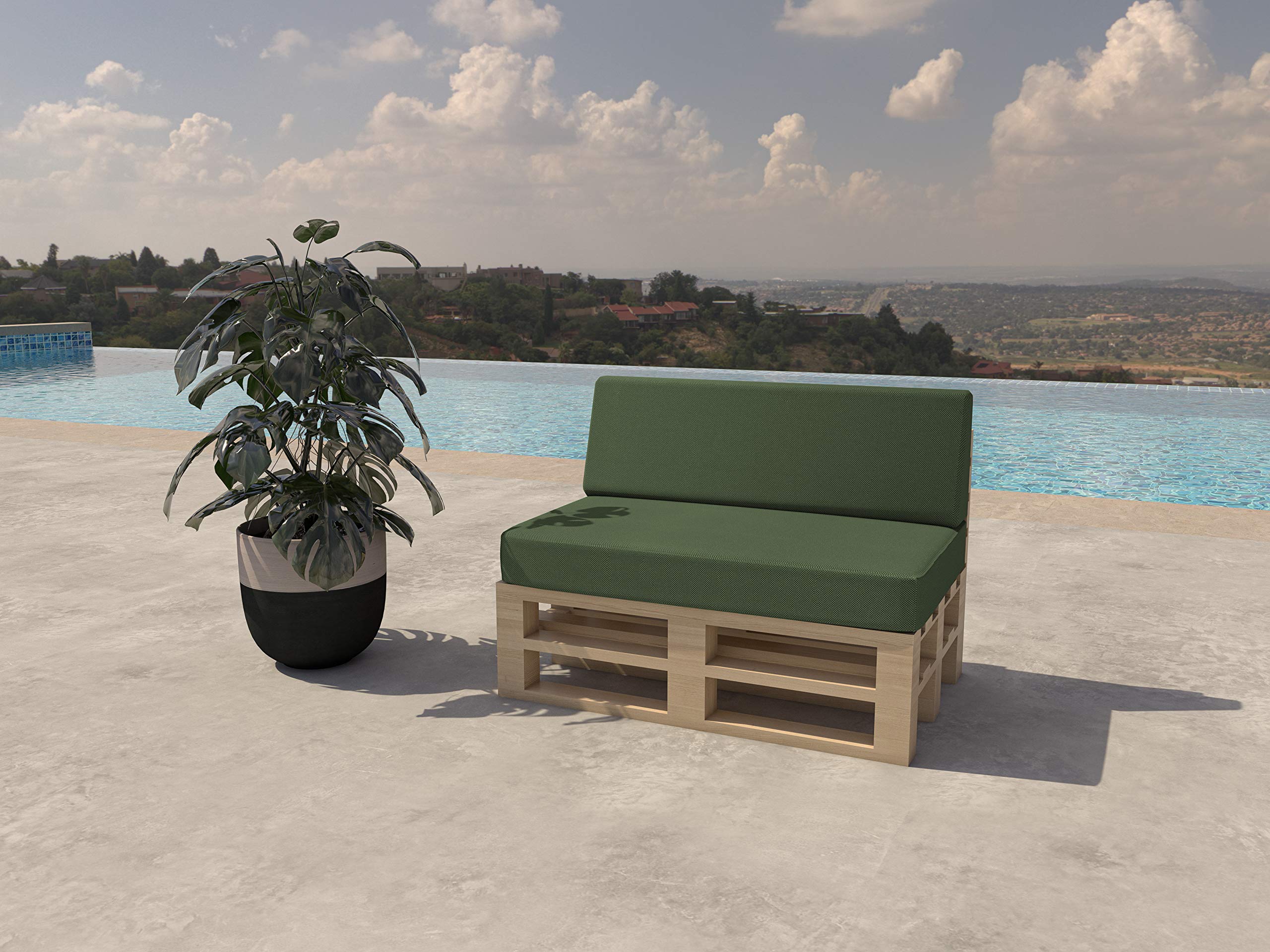chilly pilley Cuscino Impermeabile Per Mobili In Pallet Cuscino Da Giardino Cuscino Per Interno Esterno Lavabile Sfoderabile Cuscino Del Sedile (Set Di 2, Verde Scuro)