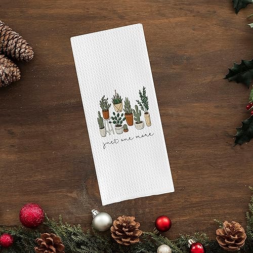 Miniatura 2 de DOTAIN Toalla de mano de cocina con diseño botánico bohemio Just One More de tejido gofre, divertido paño de limpieza con temática de plantas