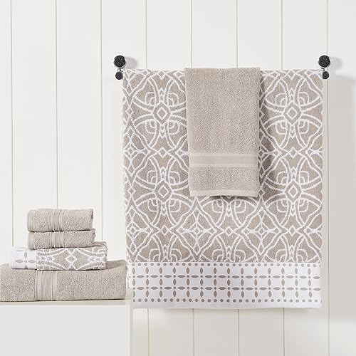 Miniatura 2 de Modern Threads Juego de 6 piezas, 2 toallas de baño, 2 toallas de mano, 2 paños de baño teñido de hilo jacquardsólido juego de toallas Charlize Fawn
