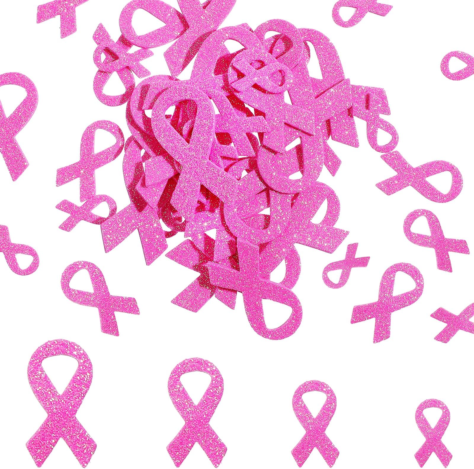 Mimorou 500 Pcs Breast Cancer Awareness Glitter Foam Sticker Ribbons Glitter Stickers Pink Ribbon Stickers Helmet Breast Cancer Stickers Breast Cancer Awareness Accessories for Women