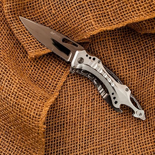 Miniatura 71 de MTECH USA Serie MT-A705 - Cuchillo plegable asistido por resorte, clip de bolsillo, táctico, EDC, defensa personal Azul plateado