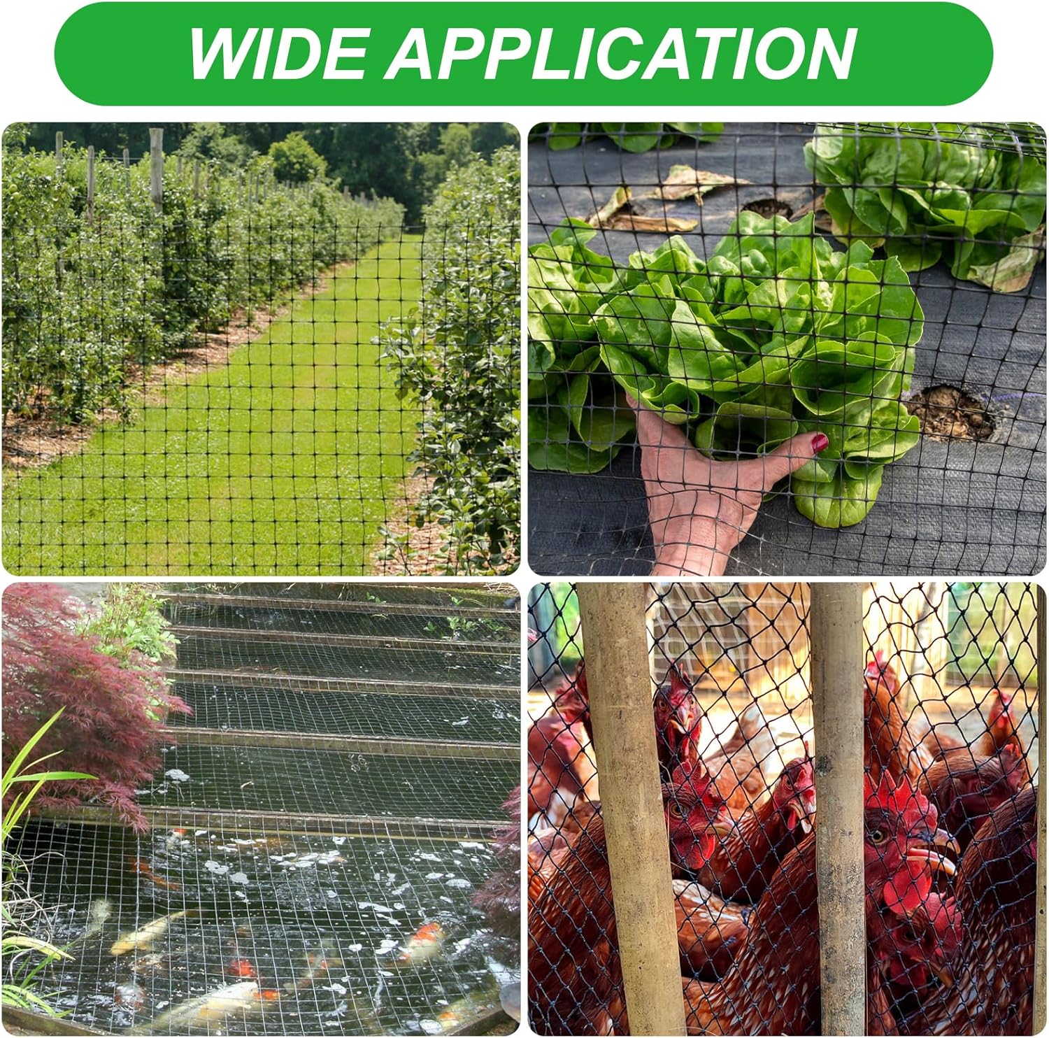 SPORTYOUTH Bird Netting Deer Fence Netting for Garden 5x100 ft Heavy Duty Animals Barrier for Protecting Fruits Trees Vegetables Plants Against Birds Chicken Squirrels Stop Dogs Cats- 2 Pack