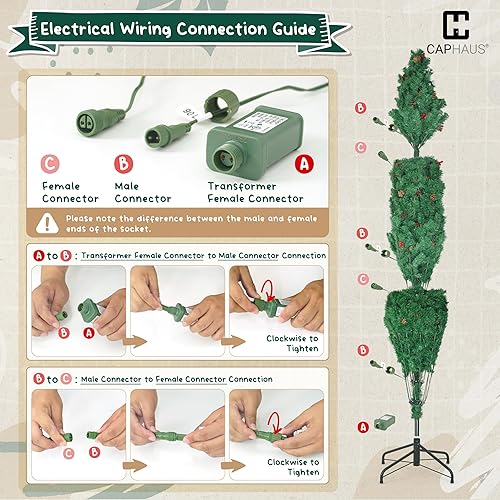 Miniatura 2 de CAPHAUS Árbol de Navidad artificial preiluminado de alta calidad de 7.5 pies con 1346 puntas de ramas prearticuladas y soporte plegable, 550 luces