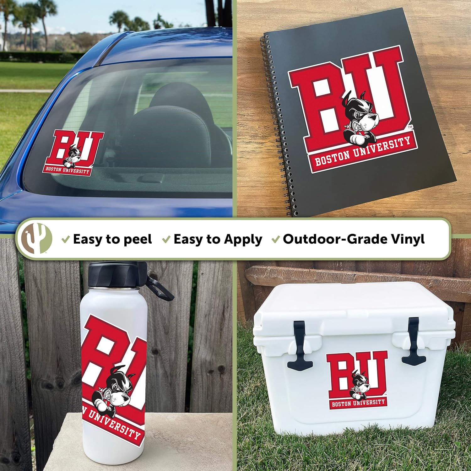Desert Cactus Boston University Terriers BU Vinyl Decal Laptop Water Bottle Car Scrapbook Sticker (IND 1) - Image 2