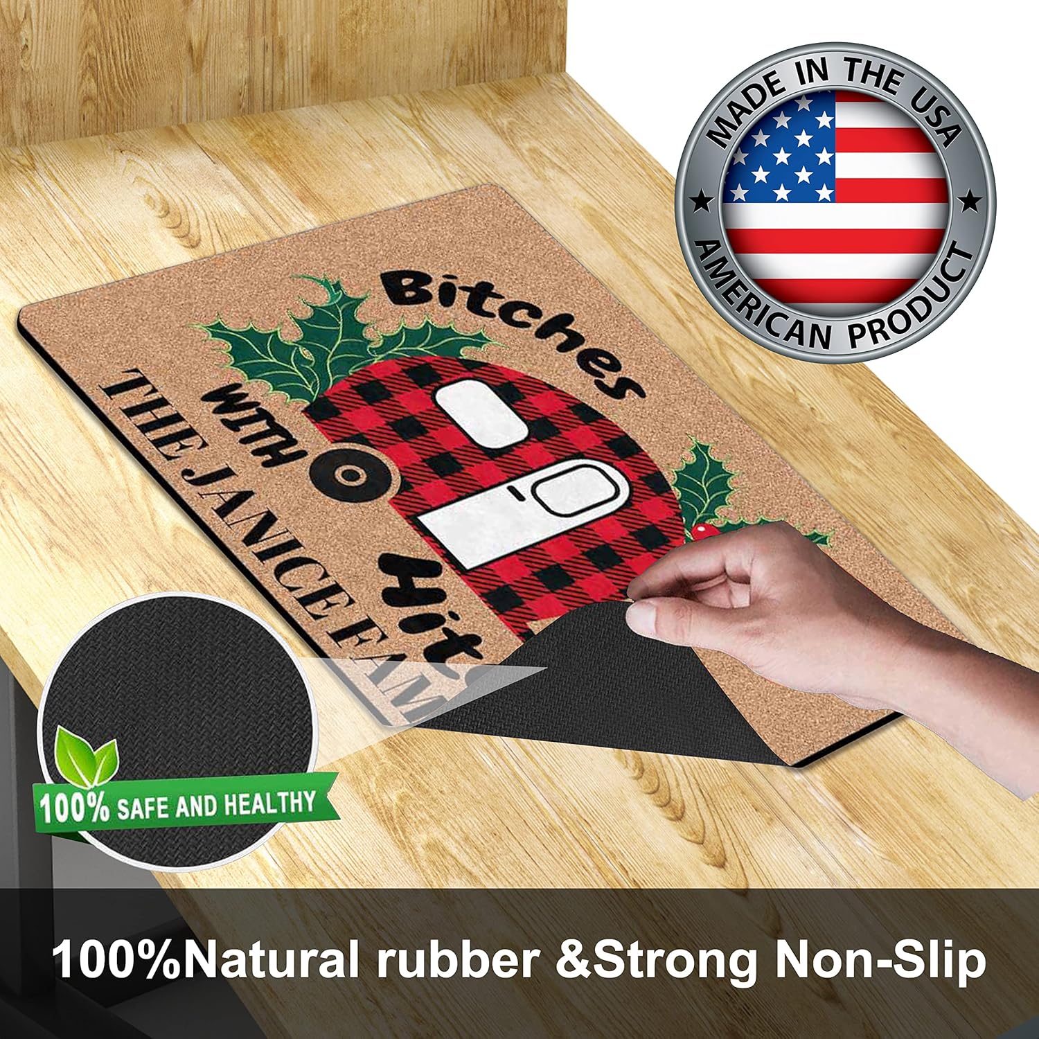 Custom Name Camping Doormat Christmas Camper Door Mat Xmas Decorative Rugs For RV Indoor/Outdoor Durable Use Gifts For Camper Merry Christmas Camper Decor Enterway Kitchen Easy Clean Made in USA