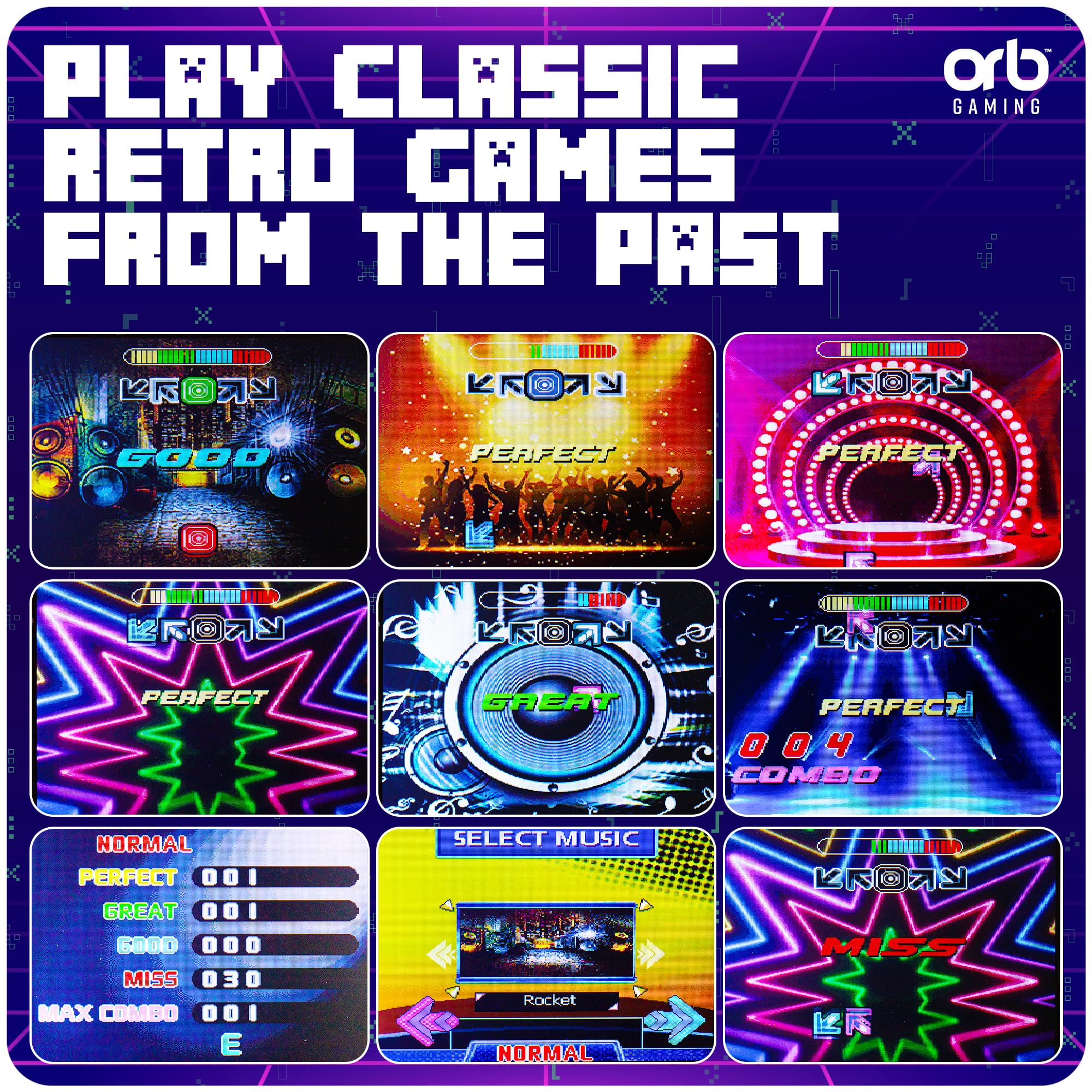 Orb, Mini Finger Dance Arcade Machine, 19 in-Built Songs, 4 Difficulty Levels, 8-Bit Retro Arcade Games - Image 3