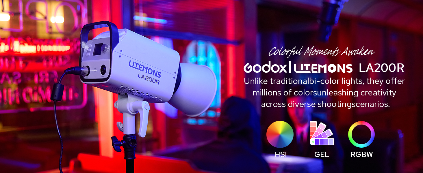 Amazon.com : Godox LA200R RGB LED Video Light with Carry Bag, 220W