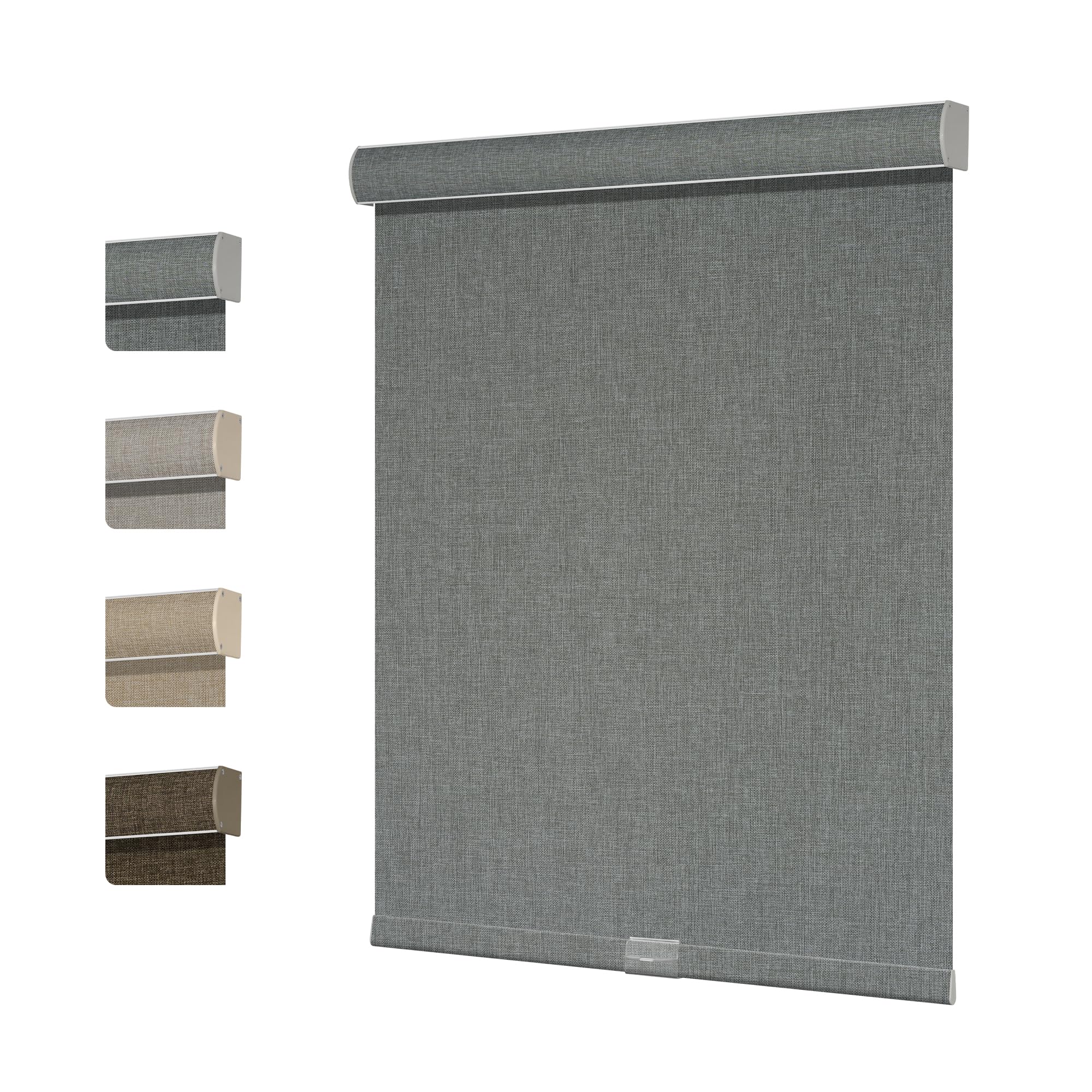 Boolegon Blackout Roller Shades for Windows Linen Fabric Cordless Roller Blinds with Cassette Valance Thermal Insulated Room Darkening Window Shades