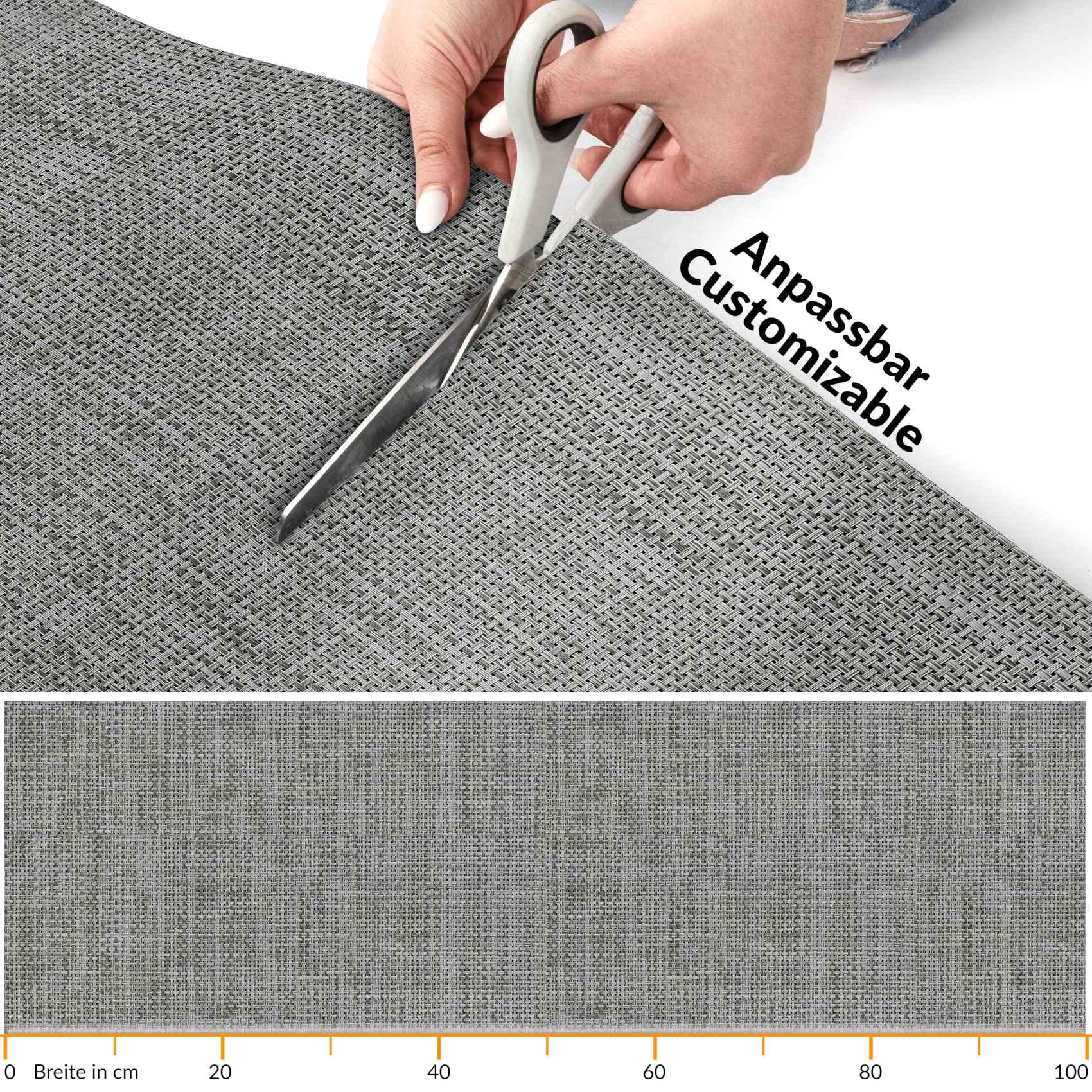 ANRO Läufer In-/Outdoor Teppich wasserfest Balkon Teppich auch für Balkon und Terasse Flur Bodenmatte wetterfest Grau Abwaschbar 400 x 100cm