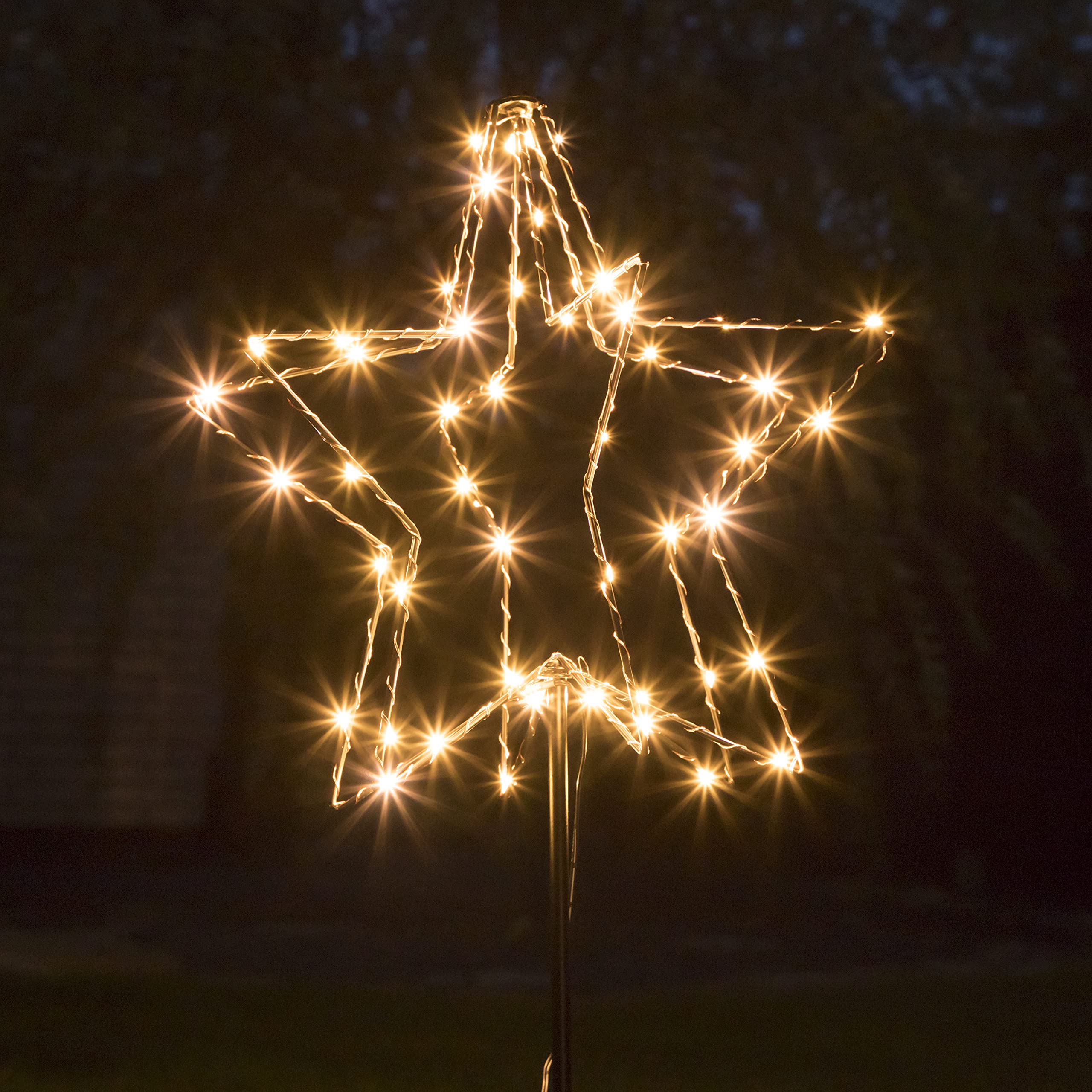 LED Gartenstecker Stern 24 Cm - 5er Set - Deko Leuchtsäbe Mit Timer