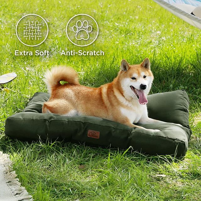 Foto 3 de 8 de Bedsure Cama Perro Lavable Talla Media, 76x50x8 cm Verde Oscuro