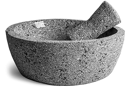 Mortero y maja mexicanos hechos a mano piedra volcánica natural Molcajete de Piedra pesado y duradero perfecto para salsas caseras guacamole y otros