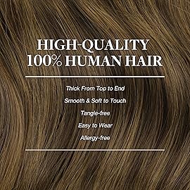 GOO GOO Clip in Hair Extensions Real Human Hair, Remy Human Hair Extensions Clip ins for Women, Natural Human Hair, 18inch 120g 7Pcs, 2C/4E/6C Brown Sugar Swirl Highlights