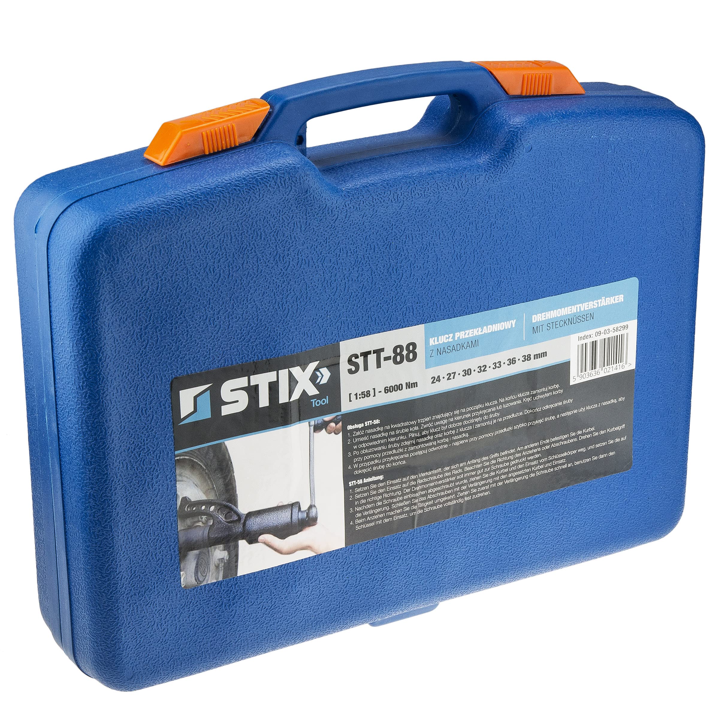 Stix Automotive Equipment Llave Dinamométrica Multiplicadora 1:58 6000Nm con 7 Vasos - Multiplicador de Fuerza - Multiplicadora de Torsión - Maleta resistente para transporte