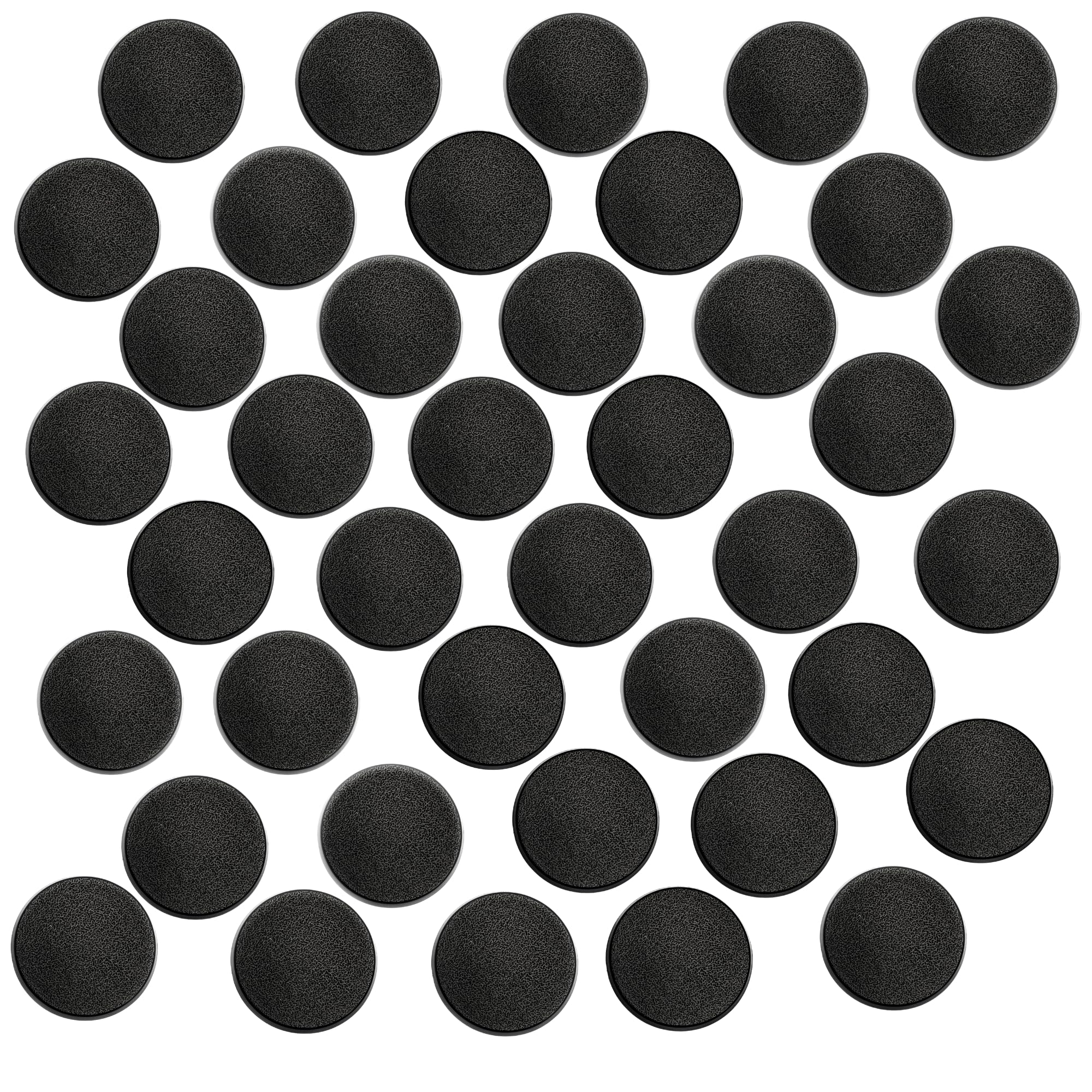 Forged Terrain 40mm Round Bases Set for Miniatures – Pack of 40 for Tabletop Wargaming | 4mm Height Textured Black Plastic