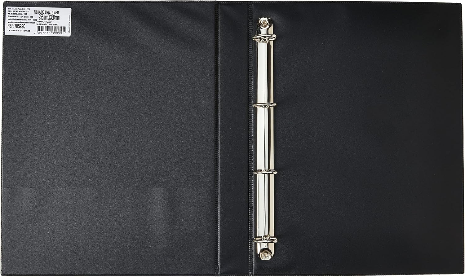 DAC - Fichário Arquivo Ofício Preto 4 argolas Lombo 40 mm – 7059SC