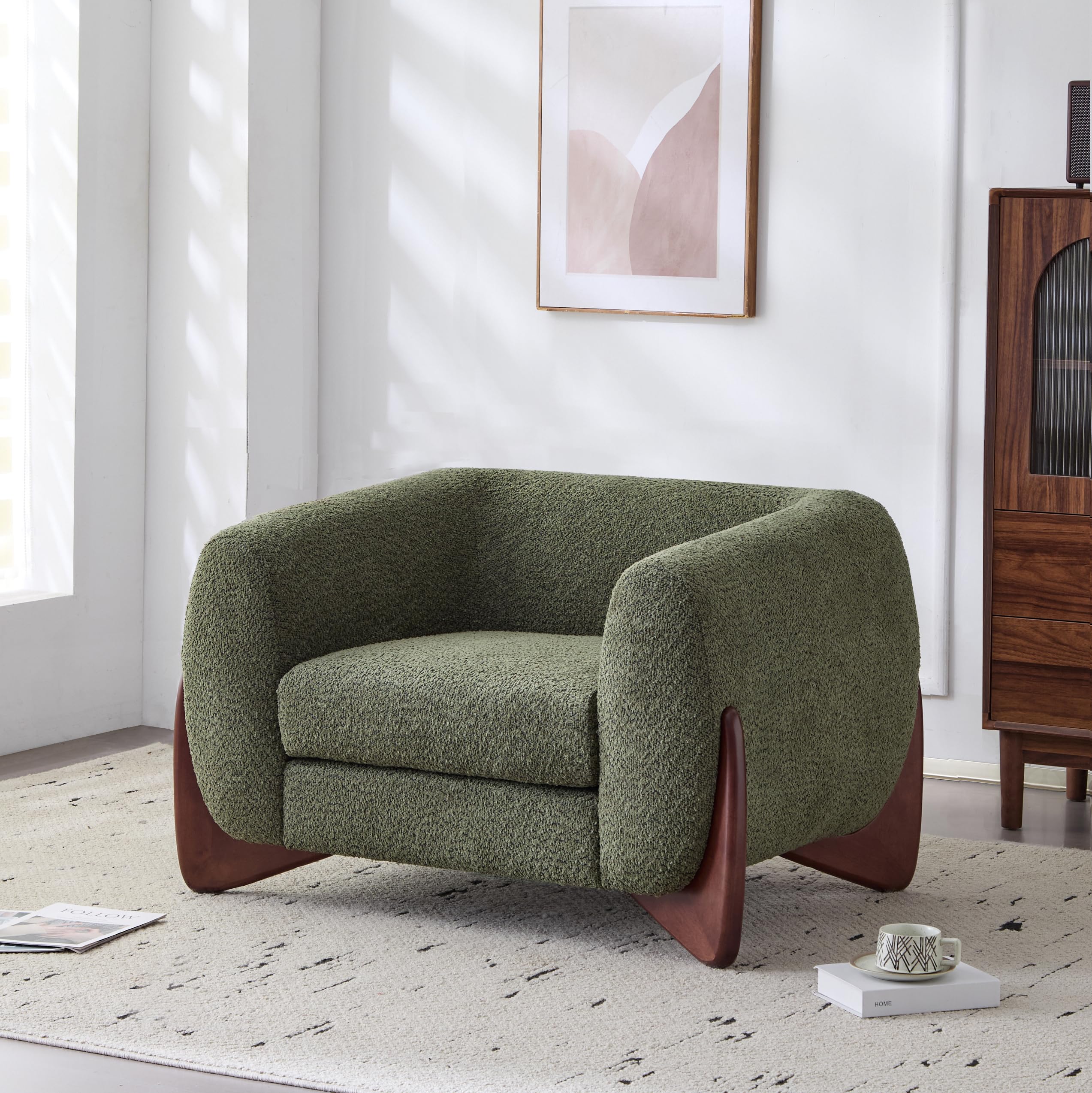 Christopher Knight Home Holly Modern Boucle Fabric Upholstered Club Chair for Living Room, Home Office, Apartment, Relaxing Chair with Removable