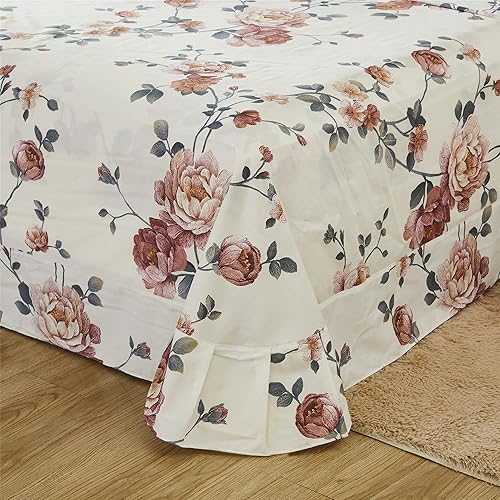 Miniatura 4 de FADFAY Juego de sábanas de rosas tamaño California King, ropa de cama vintage con rosas blancas, ropa de cama con rosas rojas, ropa de cama de