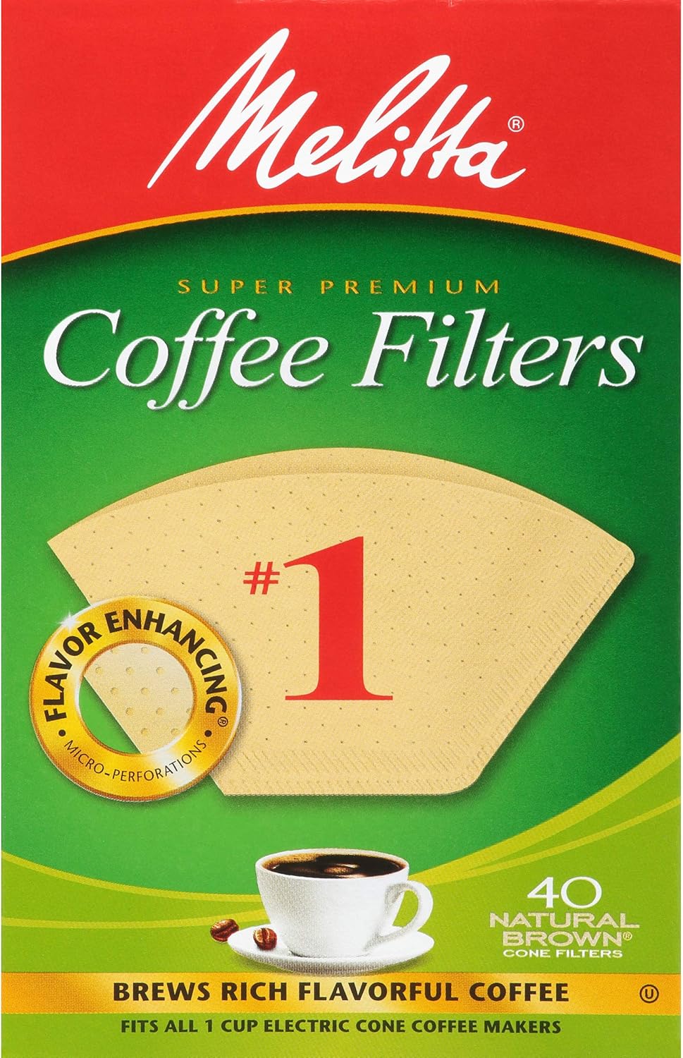 Melitta 1 Cone Coffee Filters, Natural Brown, 40 Count Amazon.ca Home
