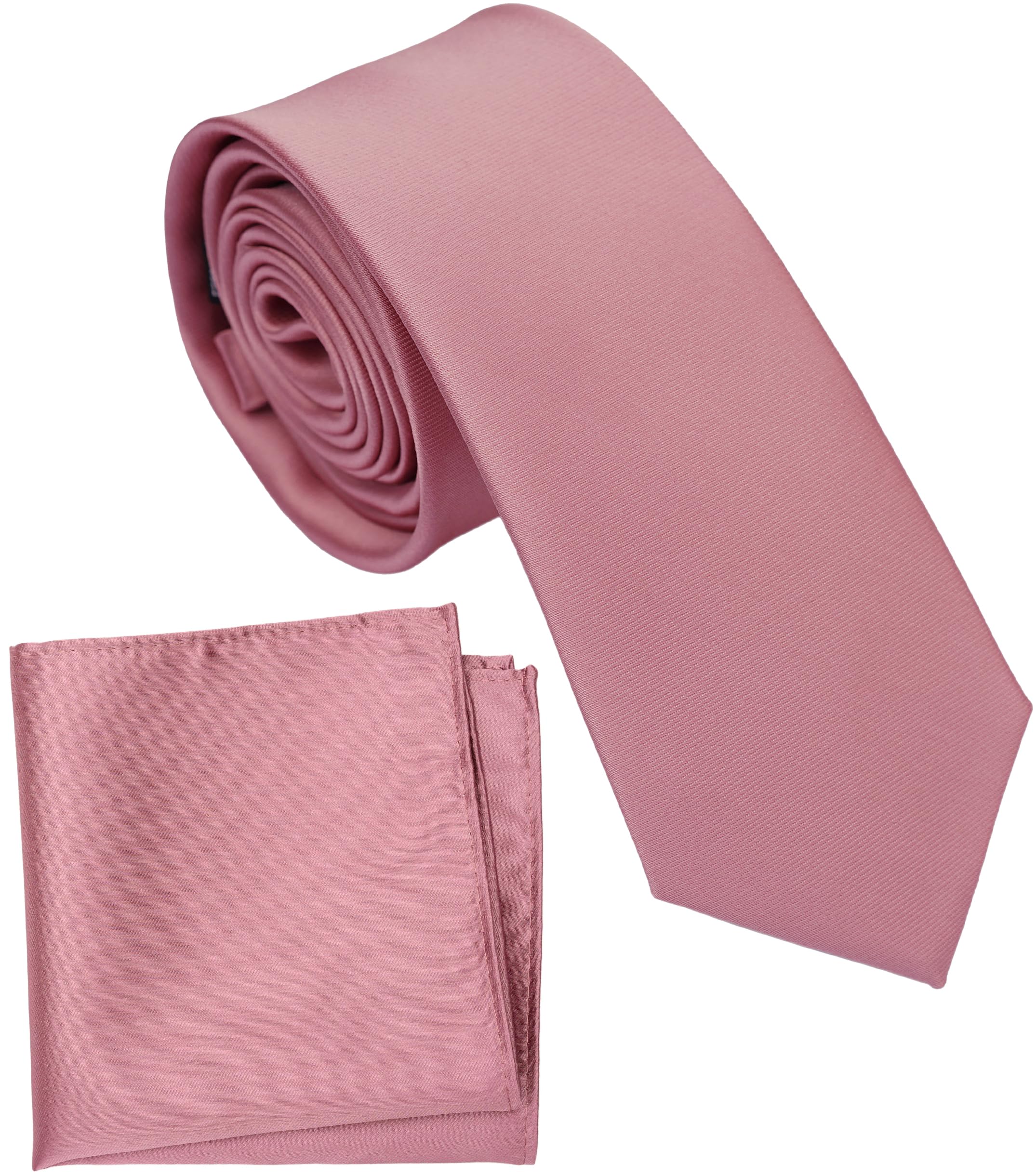 Boy's Solid Tie with Pocket Square Set, Regular Necktie for Children and Kids, Self-Tied