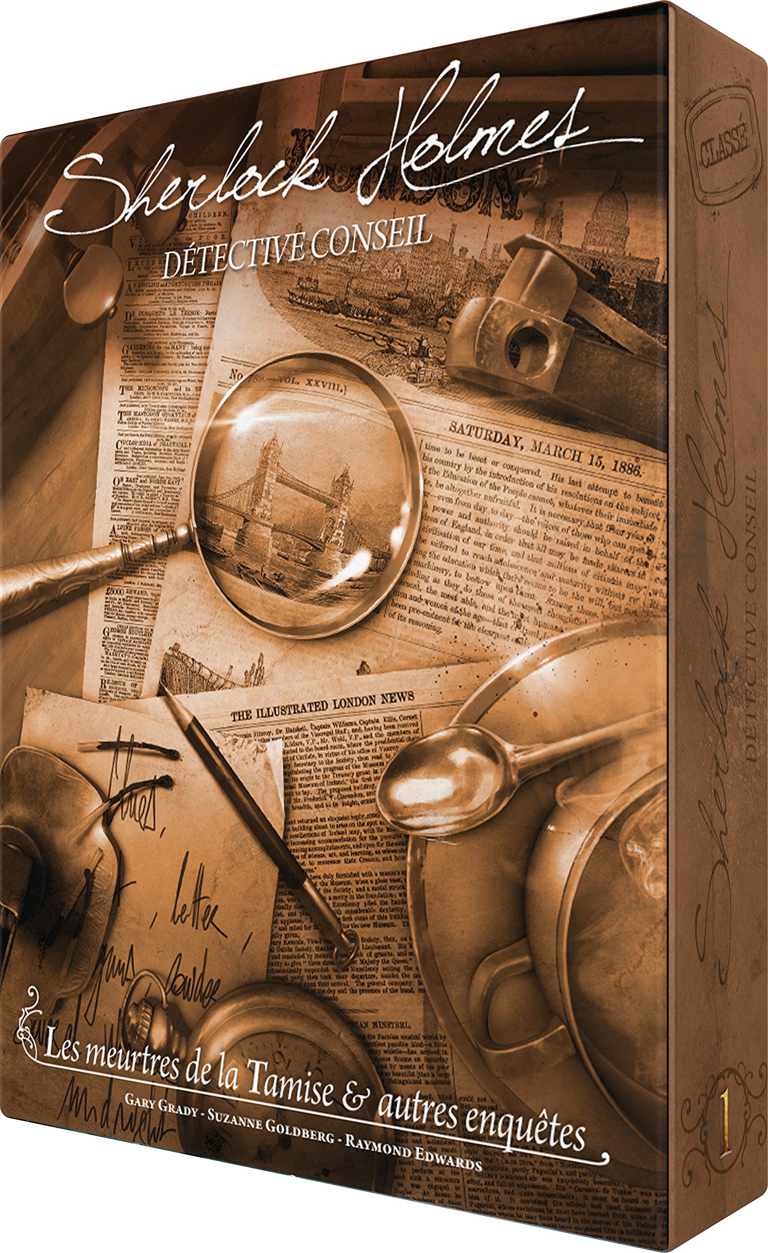 Asmodee - Sherlock Holmes Detective Conseil: Les Meurtres De La Tamise & Autres Enquêtes - Jeu de Société d'Enquête pour Enfants dès 12 Ans - 1 à 8 Joueurs - As d'or - en Français - Space Cowboys