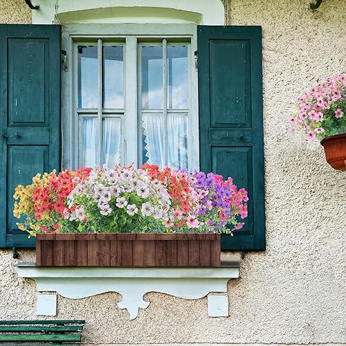 Miniatura 4 de 12 paquetes de flores artificiales para exteriores, resistentes a los rayos UV, plantas de plástico falsas para interiores y exteriores, plantas