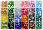 2mm Perles de graine de verre doublées de l'éclat 24000pcs,12/0 Perles pour petits bateaux pour la fabrication de bijoux Perles artisanales Fournitures avec chaîne élastique et aiguilles (1000Pcs Par couleur, 24 Couleurs)